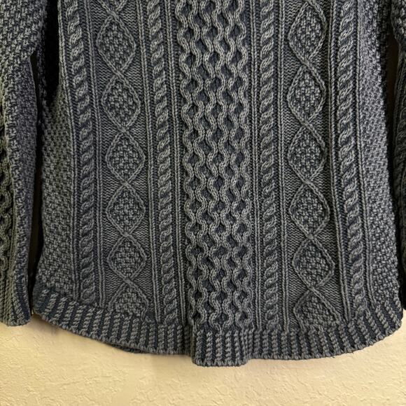 LL BEAN SIGNATURE Sweater Small Cable Knit Fisherman Tunic Oversized Side Zipper - Picture 6 of 14